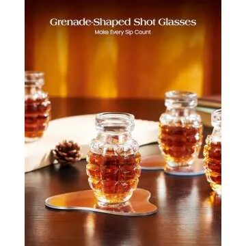 Kollea Unique Grenade Shot Glasses Set for Spirits Enthusiasts