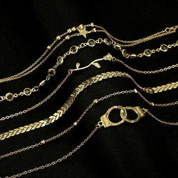 FUNEIA 12/16/30Pcs Ankle Bracelets for Women Gold Silver Rose Gold Charm Anklets Set for Teens Boho Layered Beach Adjustable Foot Chain Summer Beach Jewelry