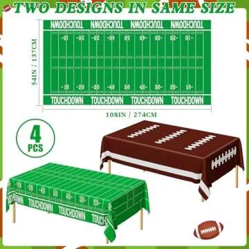 Football Party Supplies, Disposable Football Tablecloth, 4 PCS Football Table Cloth with 2 Styles, T...