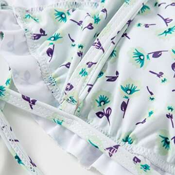 FEAPHY Women's String Bikini Frill Trim Tie Side Triangle Swimwear Two Piece Swimsuit (Flower-Green, M)