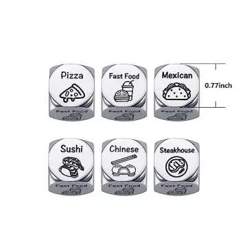 Mens Gifts for Christmas Food Decision Dice Decider for Couple Boyfriend Girlfriend Husband Wife Date Night Dice Gifts for Him Her Food Decision Dice Gifts One 11th Year Anniversary Valentines Gifts