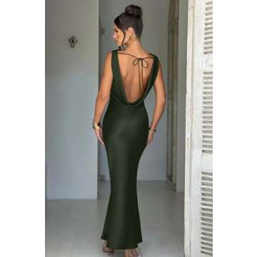 Chic Memoriesea Satin Sleeveless Maxi Dress for Women