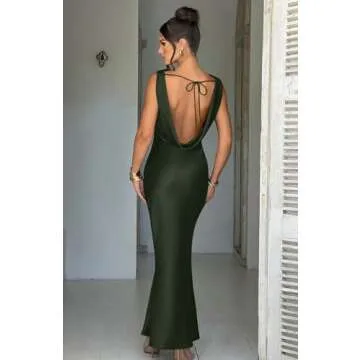 Chic Memoriesea Satin Sleeveless Maxi Dress for Women