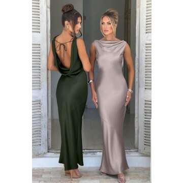 Chic Memoriesea Satin Sleeveless Maxi Dress for Women
