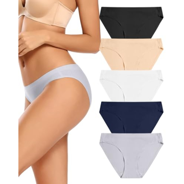 Voenxe Women Seamless Bikini Underwear Comfortable 5-Pack