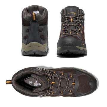 NORTIV 8 Men's Waterproof Hiking Boots Outdoor Mid Trekking Lightweight Mountaineering Shoes Paladin,Size 6.5,Brown,JS19004M