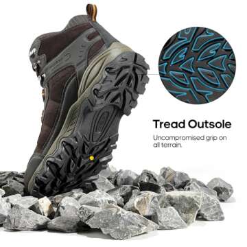 NORTIV 8 Men's Waterproof Hiking Boots Outdoor Mid Trekking Lightweight Mountaineering Shoes Paladin,Size 6.5,Brown,JS19004M