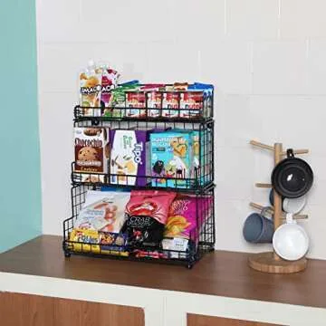 X-cosrack 3 Tier Stackable Wire Basket for Home Storage