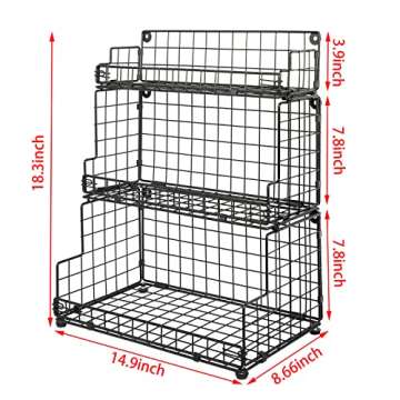X-cosrack 3 Tier Stackable Wire Basket for Home Storage