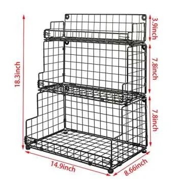 X-cosrack 3 Tier Stackable Wire Basket for Home Storage