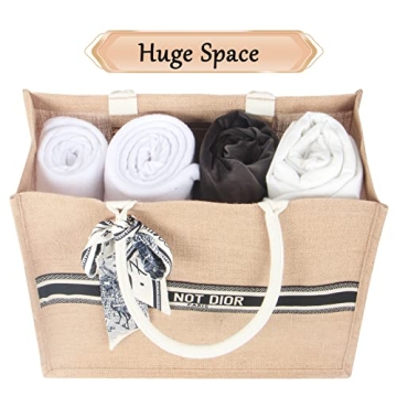 Bluenut Shopping-Bag-for-Women, Large-Burlap-Beach-Tote- Farmers-Market-Jute-Bag(Im Not)