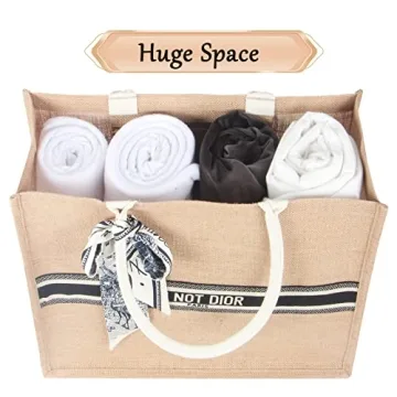 Bluenut Shopping-Bag-for-Women, Large-Burlap-Beach-Tote- Farmers-Market-Jute-Bag(Im Not)