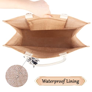 Bluenut Shopping-Bag-for-Women, Large-Burlap-Beach-Tote- Farmers-Market-Jute-Bag(Im Not)