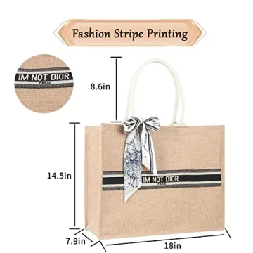 Bluenut Shopping-Bag-for-Women, Large-Burlap-Beach-Tote- Farmers-Market-Jute-Bag(Im Not)