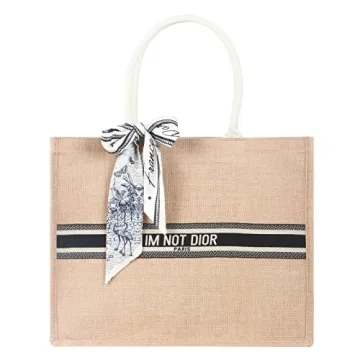 Bluenut Shopping-Bag-for-Women, Large-Burlap-Beach-Tote- Farmers-Market-Jute-Bag(Im Not)