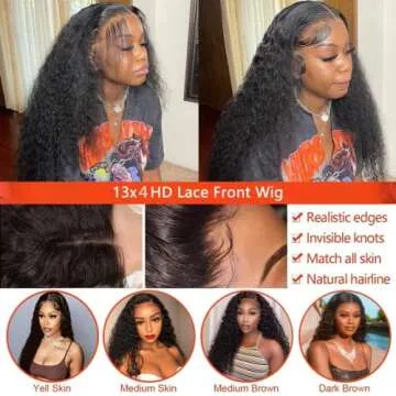 Jenniferita Water Wave Lace Front Wigs Human Hair 13x4 HD Transparent Lace Frontal Wigs Pre Plucked with Baby Hair 22 inch Wet and Wavy Curly Frontal Wigs Human Hair 150% Density Natural Color