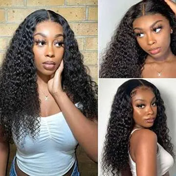 Jenniferita Water Wave Lace Front Wigs Human Hair 13x4 HD Transparent Lace Frontal Wigs Pre Plucked with Baby Hair 22 inch Wet and Wavy Curly Frontal Wigs Human Hair 150% Density Natural Color