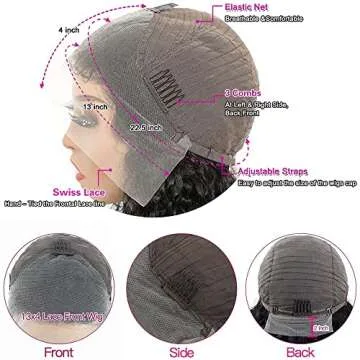 Jenniferita Water Wave Lace Front Wigs Human Hair 13x4 HD Transparent Lace Frontal Wigs Pre Plucked with Baby Hair 22 inch Wet and Wavy Curly Frontal Wigs Human Hair 150% Density Natural Color