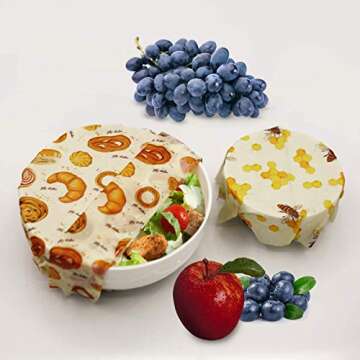 Beeswax Food Wrap, 1 roll, Reusable Produce Wraps, Plastic Free, Organic, Washable, Sustainable, Eco – Friendly & Biodegradable Food Storage, Sandwich, Snacks, Fruits, Cheese, Food Wraps