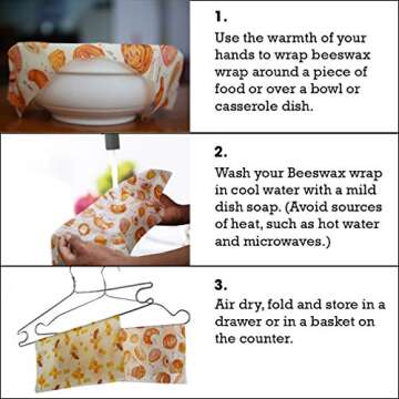 Beeswax Food Wrap, 1 roll, Reusable Produce Wraps, Plastic Free, Organic, Washable, Sustainable, Eco – Friendly & Biodegradable Food Storage, Sandwich, Snacks, Fruits, Cheese, Food Wraps
