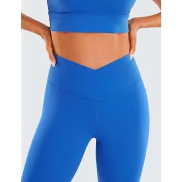 CRZ YOGA Womens Butterluxe Crossover High Waist Workout Leggings 28" - Criss Cross Full Length Gym Lounge Athletic Yoga Pants Sparkle Blue Medium