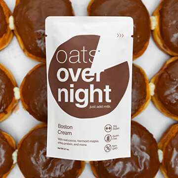 Oats Overnight Boston Cream - Overnight Oats with 20g Protein, High Fiber Breakfast Protein Shake - Gluten Free Oatmeal, Non GMO High Protein Oatmeal (2.7 oz per meal) (8 Pack)