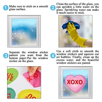 Whaline Valentine's Day Window Clings - Vibrant Heart Decor