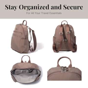 Securtex® Anti-theft Vacation Travel Backpack 10x13" Slash-Resistant Nylon Daypack w/RFID, Portobello