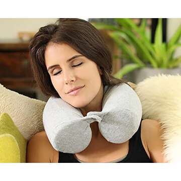 Dot&Dot Twist Memory Foam Travel Pillow for Airplanes - Travel Neck Pillow for Sleeping - Airplane Pillow for Neck Support - Adjustable, Bendable Neck Roll Pillow (Purple, One Size)