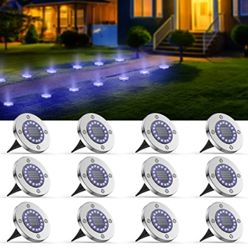 AGPTEK 12 Pack Solar Ground Lights - Bright Garden Illumination