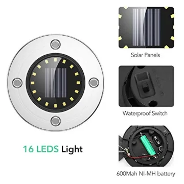 AGPTEK 12 Pack Solar Ground Lights - Bright Garden Illumination