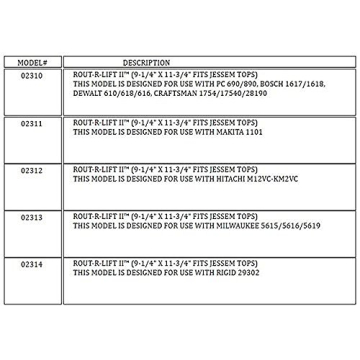 JessEm Rout-R-Lift II Router Lift and Insert Ring Kit