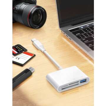 USB C SD Card Reader, ChiaoPio 4 in 1 USB-C to SD Memory Card Adapter with CompactFlash/CF/SD/MicroSD & USB 4 Port Compatible with iPhone 15 iPad Mac MacBook Pro/Air/Mini Laptop
