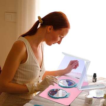 VIHOSE UV Light for Resin Curing Foldable UV Resin Light with 18 Lamp Beads Large Lamp with Silicone Pad for Molds, Jewelry Making, DIY Crafts Supplies(White)