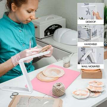 VIHOSE UV Light for Resin Curing Foldable UV Resin Light with 18 Lamp Beads Large Lamp with Silicone Pad for Molds, Jewelry Making, DIY Crafts Supplies(White)