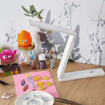 VIHOSE UV Light for Resin Curing Foldable UV Resin Light with 18 Lamp Beads Large Lamp with Silicone Pad for Molds, Jewelry Making, DIY Crafts Supplies(White)