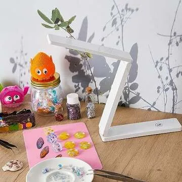 VIHOSE UV Light for Resin Curing Foldable UV Resin Light with 18 Lamp Beads Large Lamp with Silicone Pad for Molds, Jewelry Making, DIY Crafts Supplies(White)