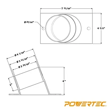 POWERTEC 70153 Angled Dust Port Adapter for Woodworking