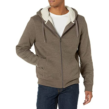 Amazon Essentials Sherpa-Lined Full-Zip Fleece Hoodie - Dark Brown - X-Small