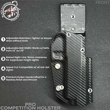 Black Scorpion Outdoor Gear Pro Competition Holster OWB Kydex fits Heckler and Koch VP9 | 3Gun IPSC USPSA Approved (Black)