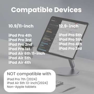 BENKS Infinity Pro Magnetic iPad Stand for iPad Pro 12.9 inch, 360° Rotating iPad Mount, Foldable iPad Pro Holder, Adjustable Rotating Aluminium Table Stand for iPad Pro 6th/5th/4th/3rd