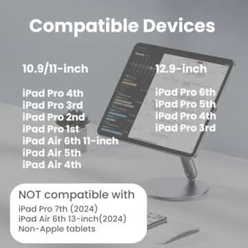 BENKS Infinity Pro Magnetic iPad Stand for iPad Pro 12.9 inch, 360° Rotating iPad Mount, Foldable iPad Pro Holder, Adjustable Rotating Aluminium Table Stand for iPad Pro 6th/5th/4th/3rd