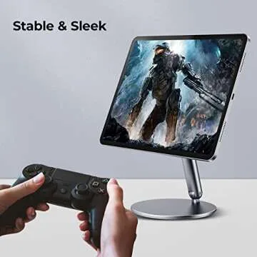 BENKS Infinity Pro Magnetic iPad Stand for iPad Pro 12.9 inch, 360° Rotating iPad Mount, Foldable iPad Pro Holder, Adjustable Rotating Aluminium Table Stand for iPad Pro 6th/5th/4th/3rd