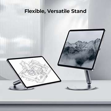 BENKS Infinity Pro Magnetic iPad Stand for iPad Pro 12.9 inch, 360° Rotating iPad Mount, Foldable iPad Pro Holder, Adjustable Rotating Aluminium Table Stand for iPad Pro 6th/5th/4th/3rd