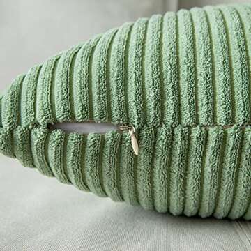 MIULEE Pack of 2 Sage Green Corduroy Soft Soild Decorative Square Throw Pillow Covers Set Cushion Cases Pillowcases for Spring Sofa Bedroom Couch 18 x 18 Inch