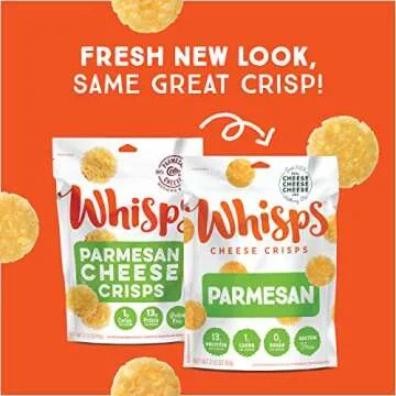 Whisps Cheese Crisps Variety Pack | Protein Chips | Healthy Snacks | Protein Snacks, Gluten Free, High Protein, Low Carb Keto Food | Parmesan, Cheddar Cheese, Asiago, Pepper Jack (2.12 Oz, 6 Pack)