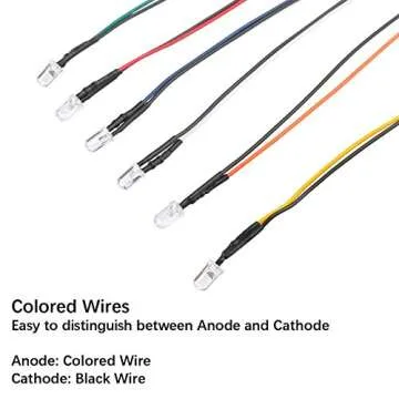 EDGELEC 30pcs 12 Volt 3mm White LED Lights Emitting Diodes Pre Wired 7.9 inch DC 12v LED Light Clear Lens Small LED Lamps