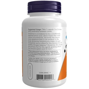 NOW Foods L-Glutamine Capsules for Gut & Immune Support