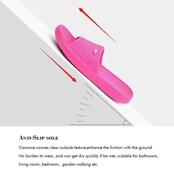 FUNKYMONKEY Womens Bathroom Shower Slippers Indoor Home Beach Non Slip Sandal (8 M US, Fuxia)