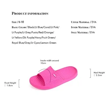 FUNKYMONKEY Womens Bathroom Shower Slippers Indoor Home Beach Non Slip Sandal (8 M US, Fuxia)